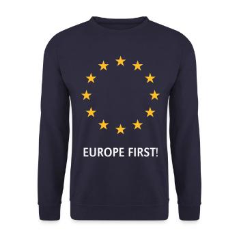Europe First! Europa Zuerst! (2C) - Unisex Pullover - Navy - Vorne - Alina (178cm) & Michal (187cm)