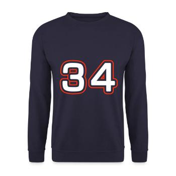 34 Zahl symbol - Unisex Pullover - Navy - Vorne - Alina (178cm) & Michal (187cm)