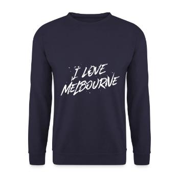 I Love Melbourne - Unisex Sweatshirt - navy - Front - Alina (178cm) & Michal (187cm)