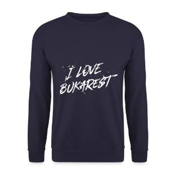 I Love Bukarest - Unisex Pullover - Navy - Vorne - Alina (178cm) & Michal (187cm)
