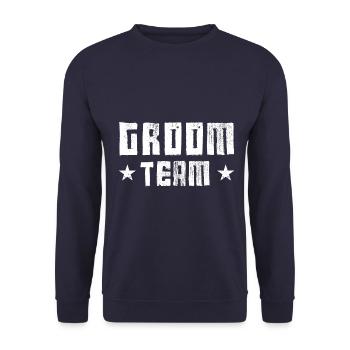 Groom Team - Unisex Pullover - Navy - Vorne - Alina (178cm) & Michal (187cm)