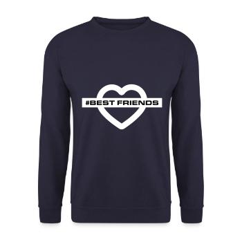 Beste Freunde Herzen Liebe - Unisex Pullover - Navy - Vorne - Alina (178cm) & Michal (187cm)