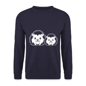 Igel Comic Niedlich - Unisex Pullover - Navy - Vorne - Alina (178cm) & Michal (187cm)