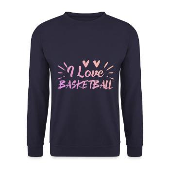 Ich liebe Basketball - Unisex Pullover - Navy - Vorne - Alina (178cm) & Michal (187cm)