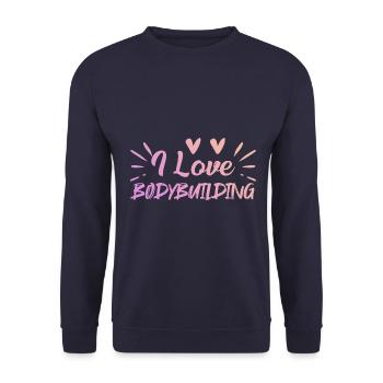 I love bodybuilding - Unisex Sweatshirt - navy - Front - Alina (178cm) & Michal (187cm)
