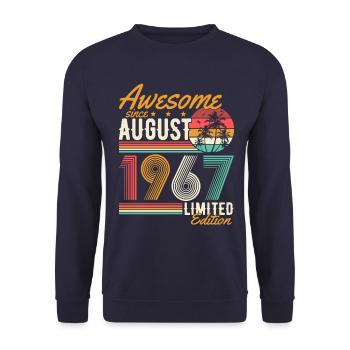 Août 1967 Naissance Anniversaire Rétro - Sweat-shirt Unisexe - marine - Devant - Alina (178cm) & Michal (187cm)