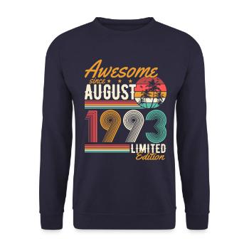 Août 1993 Naissance Anniversaire Rétro - Sweat-shirt Unisexe - marine - Devant - Alina (178cm) & Michal (187cm)