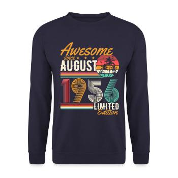 Août 1956 Naissance Anniversaire Rétro - Sweat-shirt Unisexe - marine - Devant - Alina (178cm) & Michal (187cm)