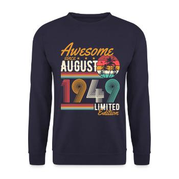 Août 1949 Naissance Anniversaire Rétro - Sweat-shirt Unisexe - marine - Devant - Alina (178cm) & Michal (187cm)
