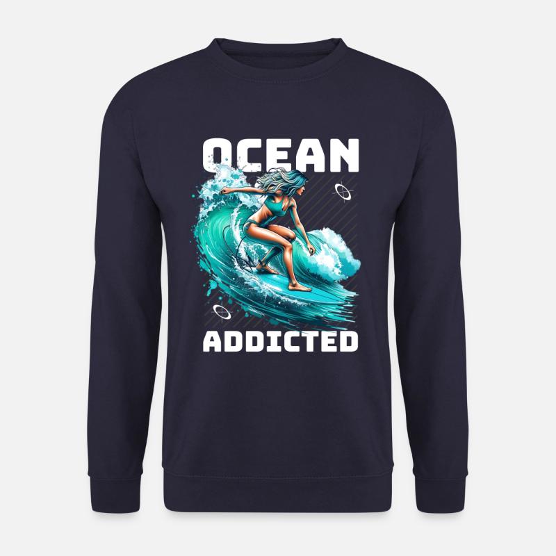 Surf accro à l’océan - Sweat-shirt Unisexe - marine