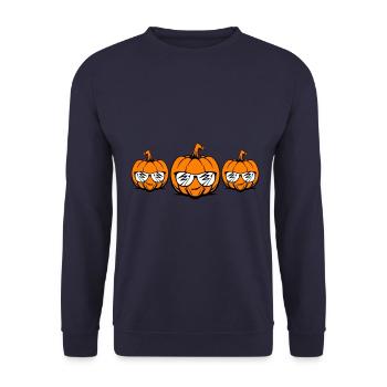 Halloween Pumpkin Face - Unisex Sweatshirt - navy - Front - Alina (178cm) & Michal (187cm)