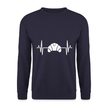 Croissant Symbol Puls - Unisex Pullover - Navy - Vorne - Alina (178cm) & Michal (187cm)