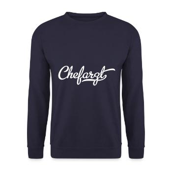 chefarzt weiss - Unisex Pullover - Navy - Vorne - Alina (178cm) & Michal (187cm)