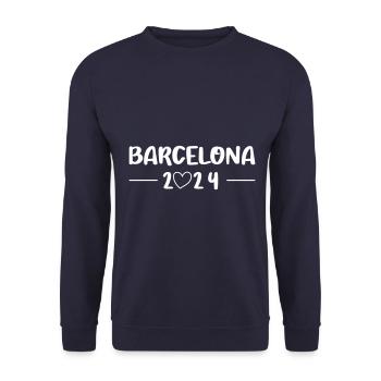 Barcelona 2024 Herz Reise - Unisex Pullover - Navy - Vorne - Alina (178cm) & Michal (187cm)