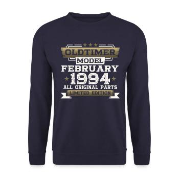 30th Birthday Classic Car February Vintage 1994 - Unisex Sweatshirt - navy - Front - Alina (178cm) & Michal (187cm)