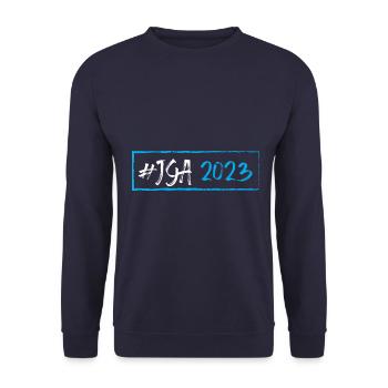 Jga 2023 Junggesellenabschied - Unisex Pullover - Navy - Vorne - Alina (178cm) & Michal (187cm)
