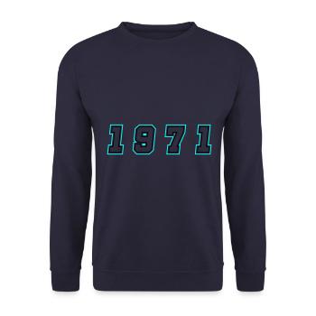 1971 Year Number - Unisex Sweatshirt - navy - Front - Alina (178cm) & Michal (187cm)