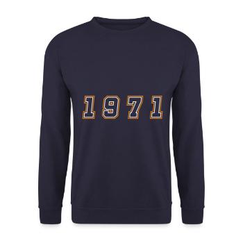 1971 Year Number - Unisex Sweatshirt - navy - Front - Alina (178cm) & Michal (187cm)