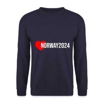 Norwegen 2024 Herz Urlaub - Unisex Pullover - Navy - Vorne - Alina (178cm) & Michal (187cm)