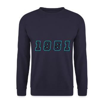 1951 Year Number - Unisex Sweatshirt - navy - Front - Alina (178cm) & Michal (187cm)