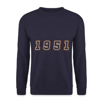 1951 Year Number - Unisex Sweatshirt - navy - Front - Alina (178cm) & Michal (187cm)