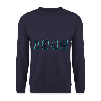 1945 Year Number - Unisex Sweatshirt - navy - Front - Alina (178cm) & Michal (187cm)