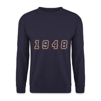 1948 Jahr Zahl - Unisex Pullover - Navy - Vorne - Alina (178cm) & Michal (187cm)