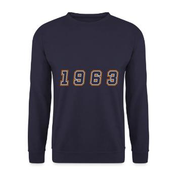 1963 Year Number - Unisex Sweatshirt - navy - Front - Alina (178cm) & Michal (187cm)