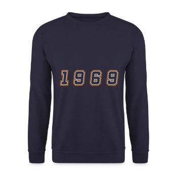 1969 Year Number - Unisex Sweatshirt - navy - Front - Alina (178cm) & Michal (187cm)