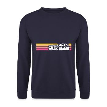 Camper Camping Campen Streifen - Unisex Pullover - Navy - Vorne - Alina (178cm) & Michal (187cm)