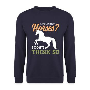 chevaux de cheval - Sweat-shirt Unisexe - marine - Devant - Alina (178cm) & Michal (187cm)