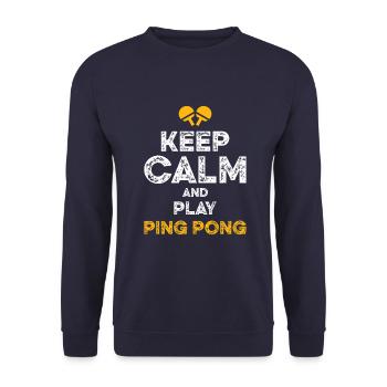 keep calm ping pong - Unisex Pullover - Navy - Vorne - Alina (178cm) & Michal (187cm)