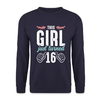 filles 16 anniversaire - Sweat-shirt Unisexe - marine - Devant - Alina (178cm) & Michal (187cm)