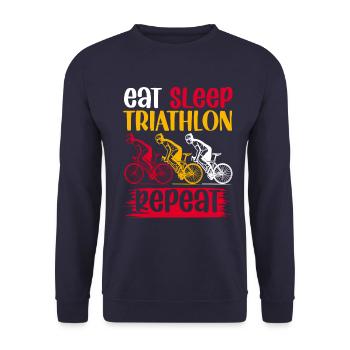 eat sleep thriathlon repeat - Unisex Pullover - Navy - Vorne - Alina (178cm) & Michal (187cm)