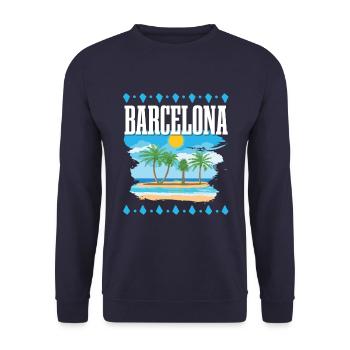Barcelona - Unisex Sweatshirt - navy - Front - Alina (178cm) & Michal (187cm)