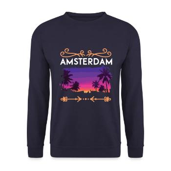 Amsterdam - Unisex Pullover - Navy - Vorne - Alina (178cm) & Michal (187cm)