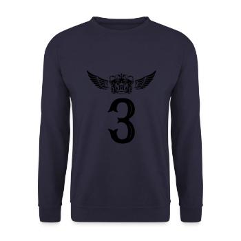 3 Zahl Krone - Unisex Pullover - Navy - Vorne - Alina (178cm) & Michal (187cm)