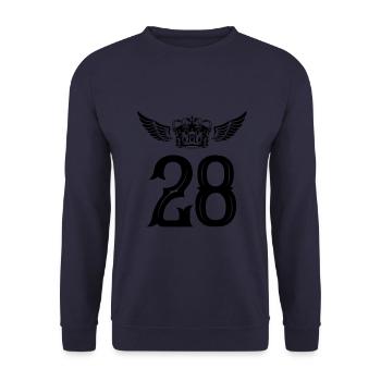 28 Zahl Krone - Unisex Pullover - Navy - Vorne - Alina (178cm) & Michal (187cm)