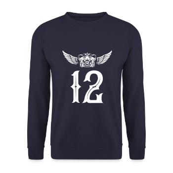 12 Zahl Krone - Unisex Pullover - Navy - Vorne - Alina (178cm) & Michal (187cm)