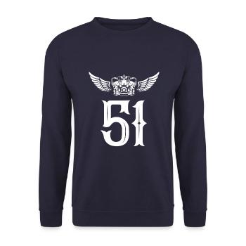 51 Zahl Krone - Unisex Pullover - Navy - Vorne - Alina (178cm) & Michal (187cm)