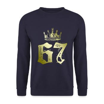67 Number crown - Unisex Sweatshirt - navy - Front - Alina (178cm) & Michal (187cm)