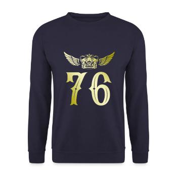 76 Number crown - Unisex Sweatshirt - navy - Front - Alina (178cm) & Michal (187cm)