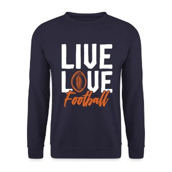 leben lieben football - Unisex Pullover - Navy - Vorne - Alina (178cm) & Michal (187cm)