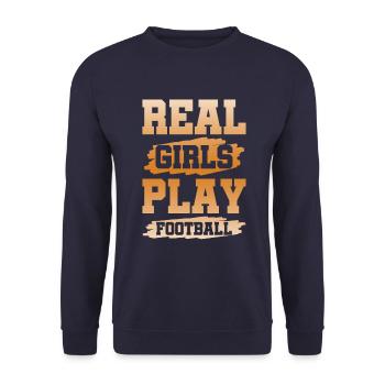 echte mädchen football - Unisex Pullover - Navy - Vorne - Alina (178cm) & Michal (187cm)