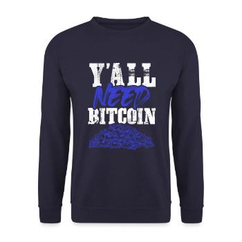 ihr braucht bitcoin - Unisex Pullover - Navy - Vorne - Alina (178cm) & Michal (187cm)