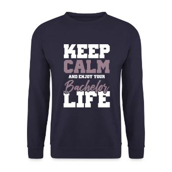 keep calm bachelor - Unisex Pullover - Navy - Vorne - Alina (178cm) & Michal (187cm)