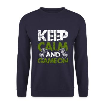 keep calm gamer - Unisex Pullover - Navy - Vorne - Alina (178cm) & Michal (187cm)