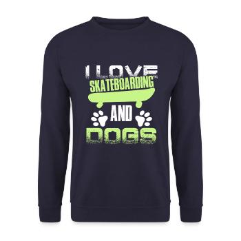 skateboarding liebe hunde - Unisex Pullover - Navy - Vorne - Alina (178cm) & Michal (187cm)