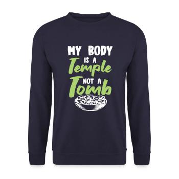 body temple vegan - Unisex Sweatshirt - navy - Front - Alina (178cm) & Michal (187cm)