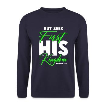 seek his kingdom bible - Unisex Sweatshirt - navy - Front - Alina (178cm) & Michal (187cm)
